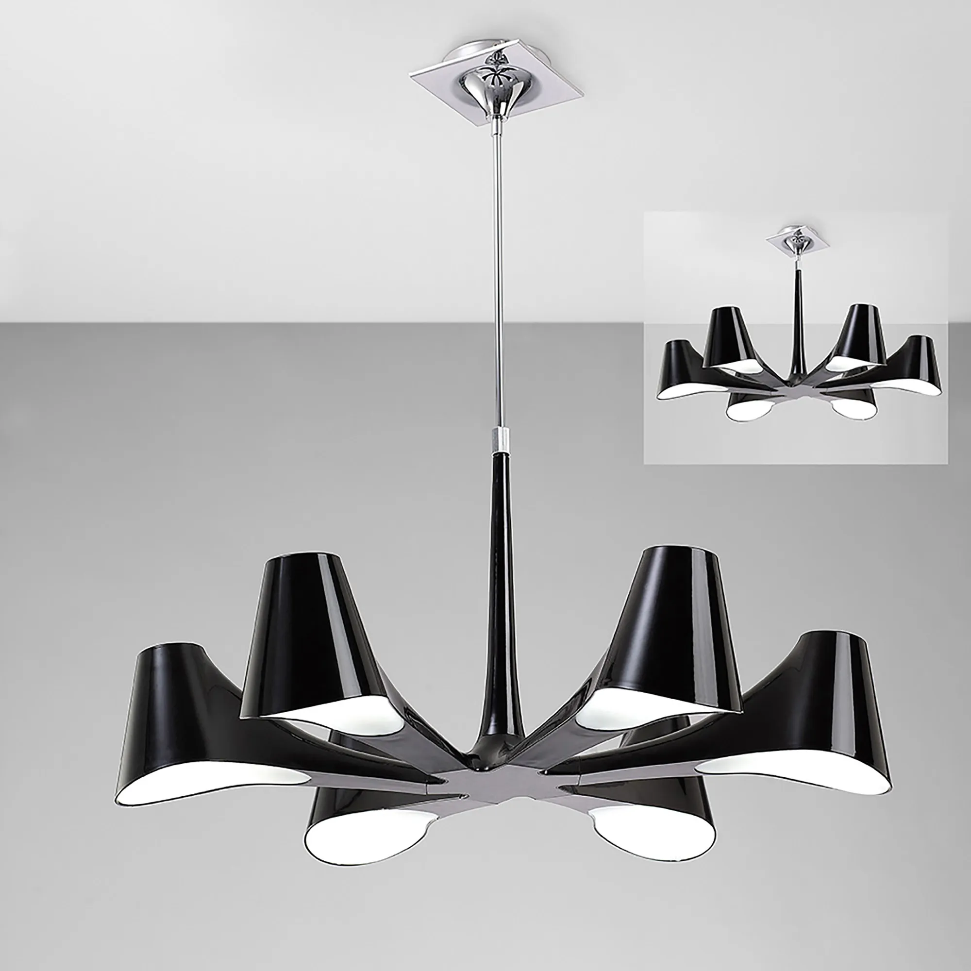 Ora Gloss Black Ceiling Lights Mantra Multi Arm Fittings